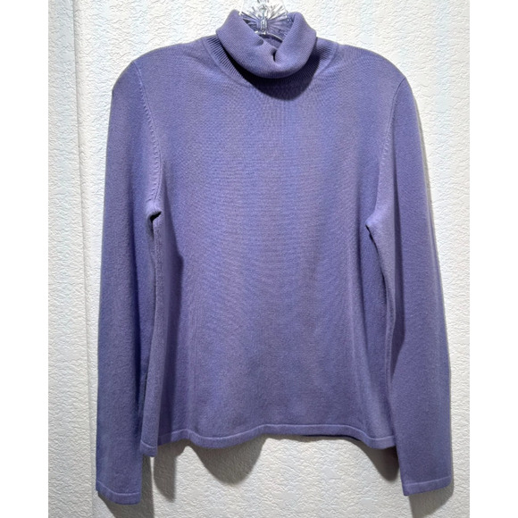 Vtg Petite Sophisticate Silk Cashmere Lavender Turtleneck Sweater Sz S Stretch - Picture 1 of 10
